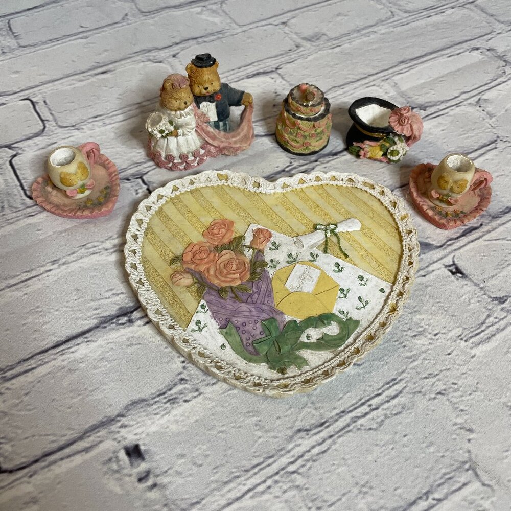 Vintage 90's Minatare Tea Set Resin Bear Tea Party